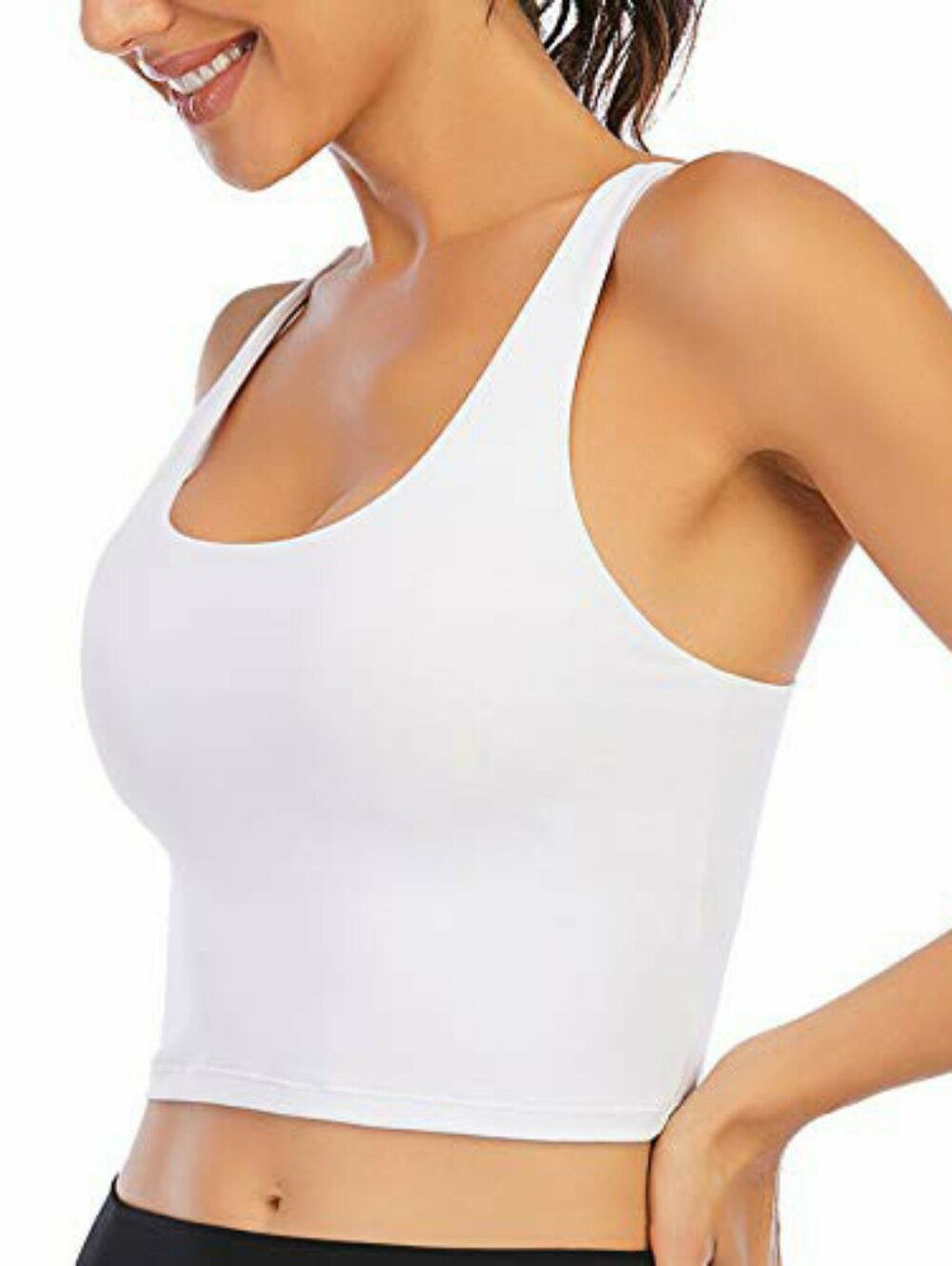 Running Girl White Long Line Sports Bra Crop Top Cross Back Bra XL